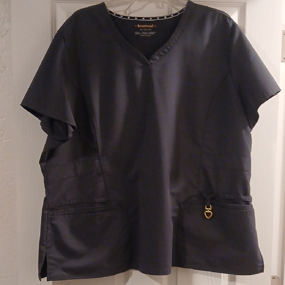 HeartSoul Dark Gray Scrub Top